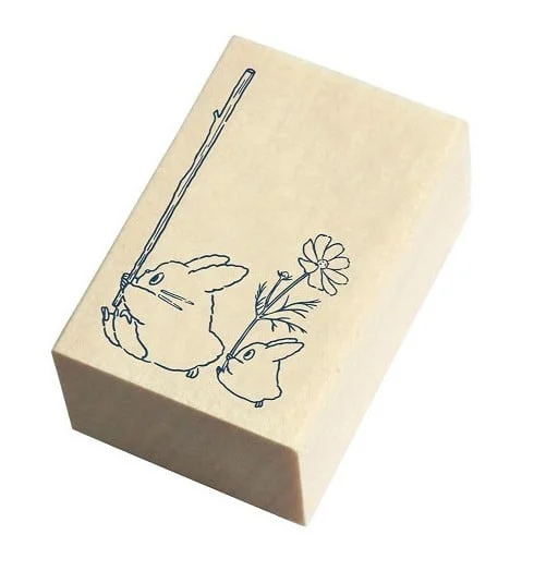 MY NEIGHBOR TOTORO - Blue & white Totoro - Wooden stamps 2x3x4.5cm